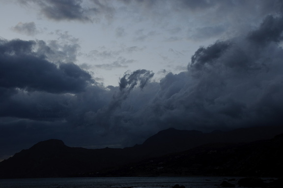storm clouds hang over Plakias Bay